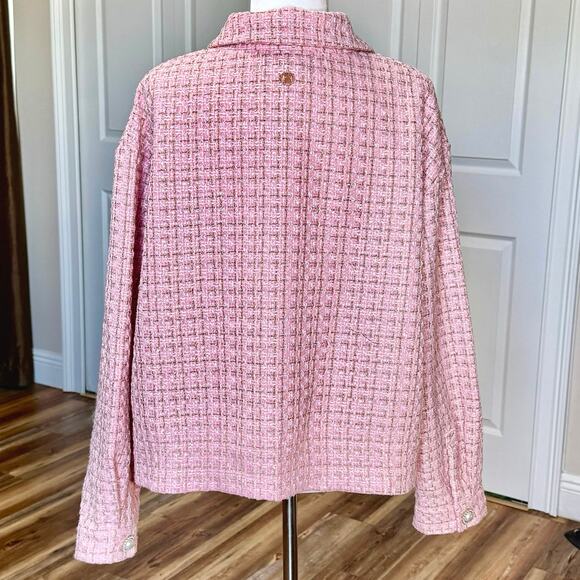 NWT Simply Southern pink tweed blazer with gold metallic weave. Women’s XXL - Picture 3 of 9